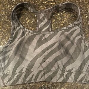 *3/$15 Avia Women's Zebra Print Sports Bra Size S Black Gray Racerback